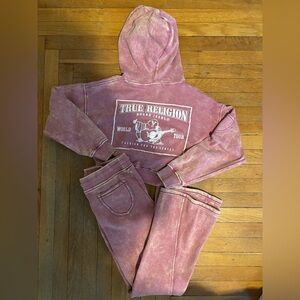 True Religion Pink Acid Wash Crop Hoodie Set
Size Small